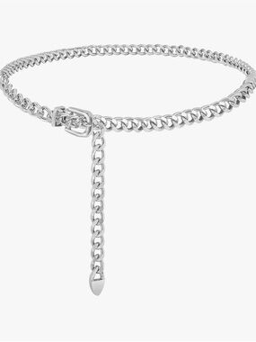 NEW IN BOX Silver Chain Belt with Buckle Detail